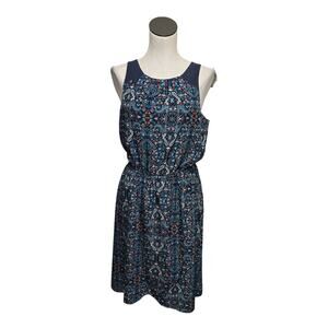 Athleta‎ Martinique Women's Small Dress Geometric Boho Lightweight Navy Tassel